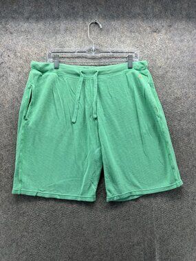 Polo Ralph Lauren Shorts Mens Large Green Cotton Sweat Elastic Waist 8 Inseam